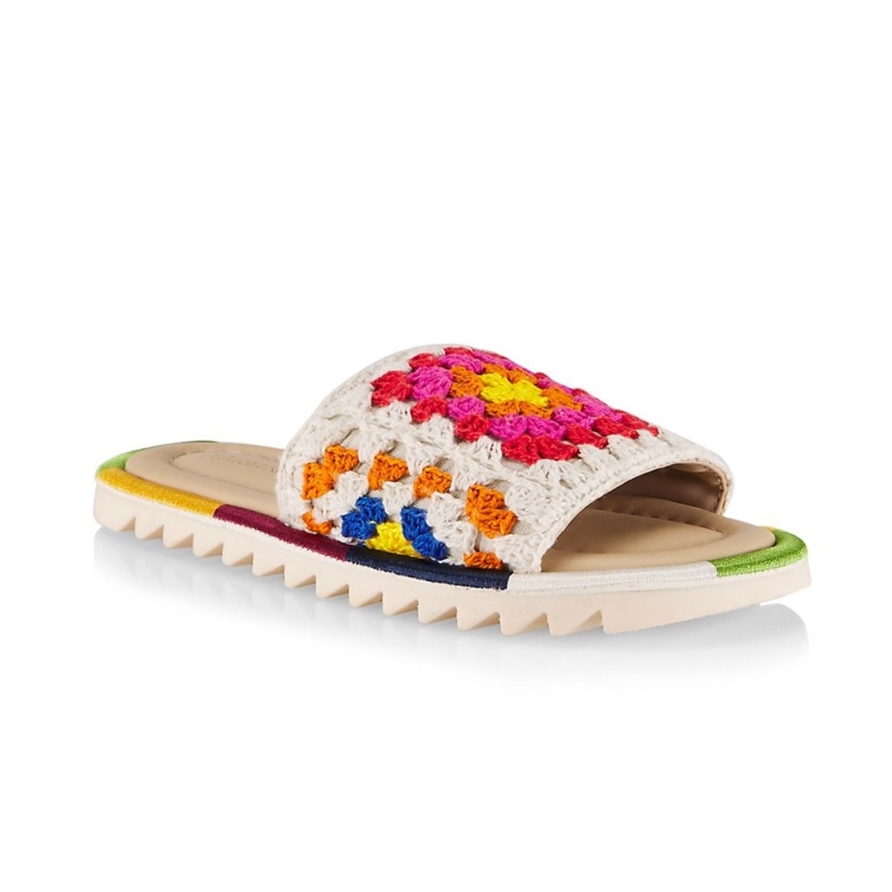 NWT Farm Rio crochet granny slides
